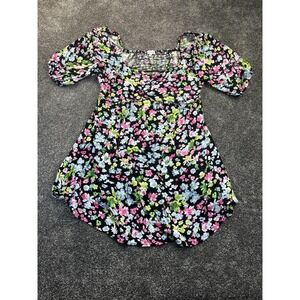 Stitch & Pine Women's Black Floral‎ Blouse Top Size XLarge 3/4 Sleeves EUC